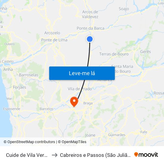 Cuide de Vila Verde to Cabreiros e Passos (São Julião) map