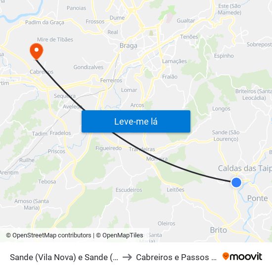 Sande (Vila Nova) e Sande (São Clemente) to Cabreiros e Passos (São Julião) map