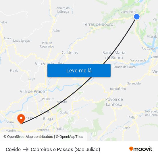 Covide to Cabreiros e Passos (São Julião) map