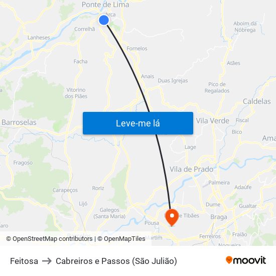 Feitosa to Cabreiros e Passos (São Julião) map