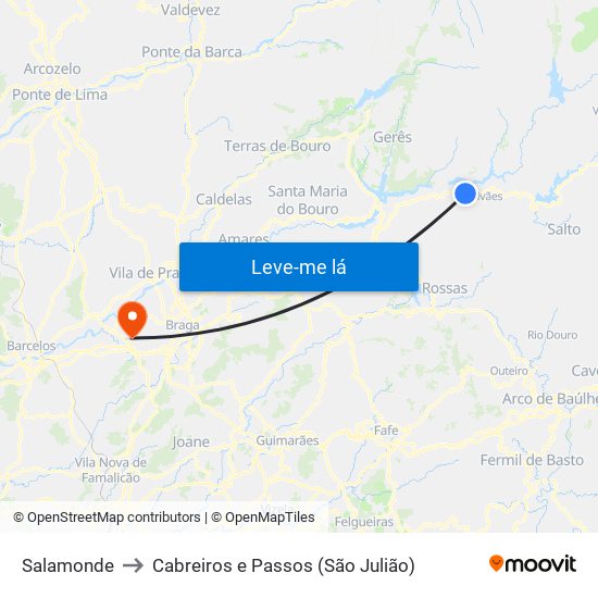 Salamonde to Cabreiros e Passos (São Julião) map
