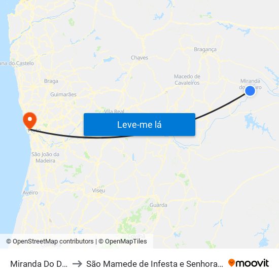 Miranda Do Douro to São Mamede de Infesta e Senhora da Hora map