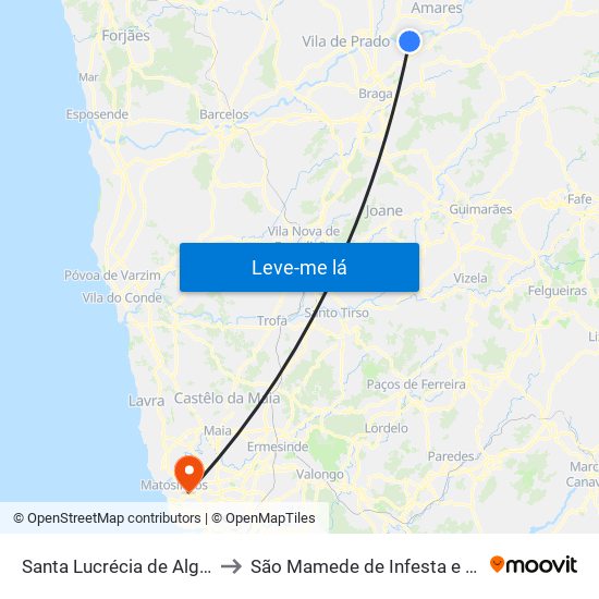 Santa Lucrécia de Algeriz e Navarra to São Mamede de Infesta e Senhora da Hora map