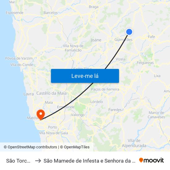 São Torcato to São Mamede de Infesta e Senhora da Hora map