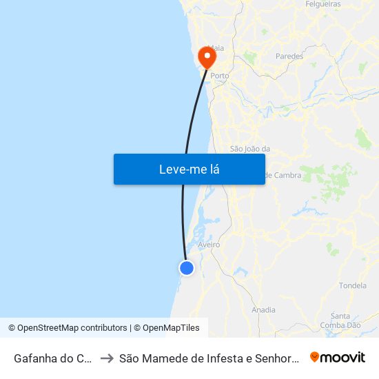 Gafanha do Carmo to São Mamede de Infesta e Senhora da Hora map