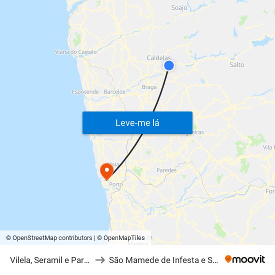 Vilela, Seramil e Paredes Secas to São Mamede de Infesta e Senhora da Hora map