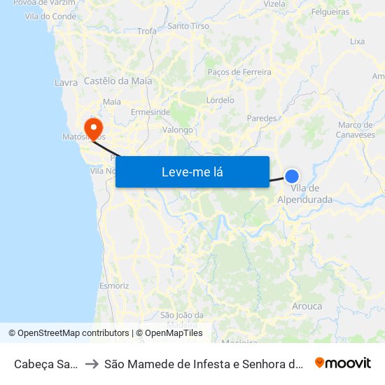 Cabeça Santa to São Mamede de Infesta e Senhora da Hora map