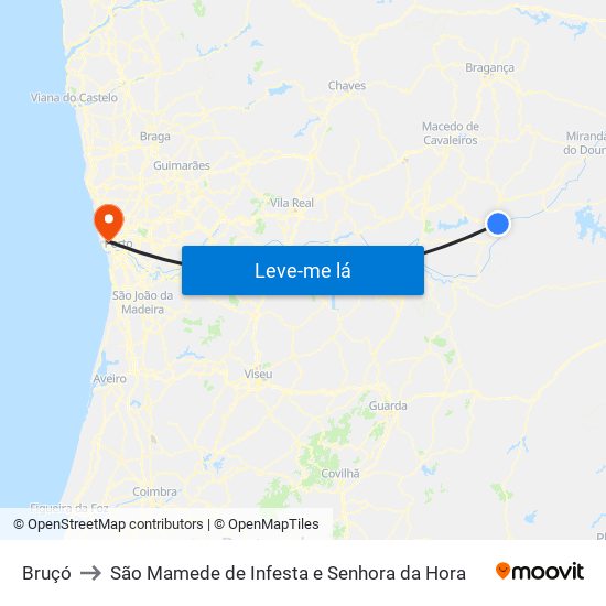 Bruçó to São Mamede de Infesta e Senhora da Hora map