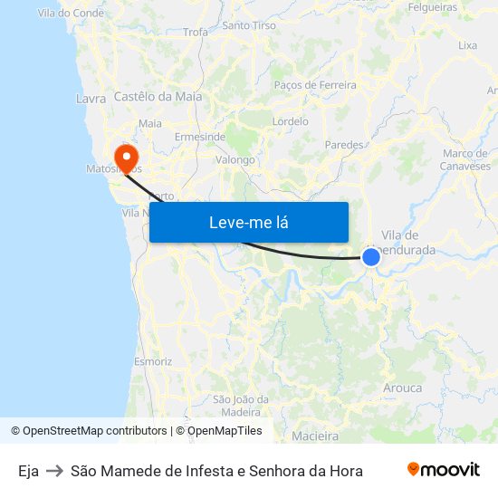 Eja to São Mamede de Infesta e Senhora da Hora map