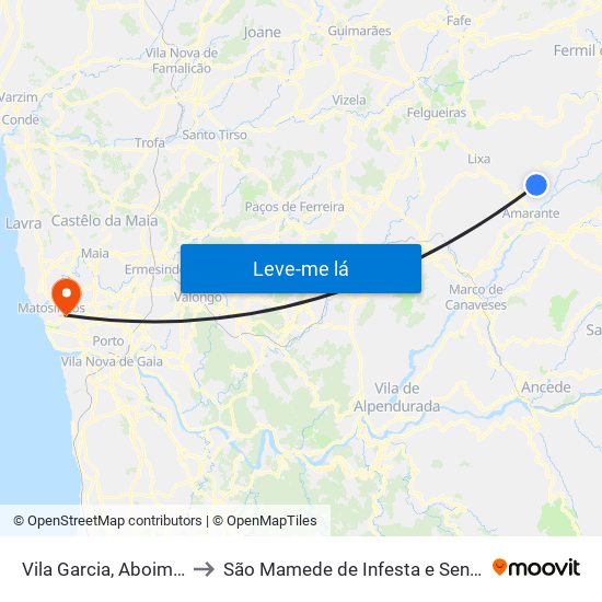 Vila Garcia, Aboim e Chapa to São Mamede de Infesta e Senhora da Hora map