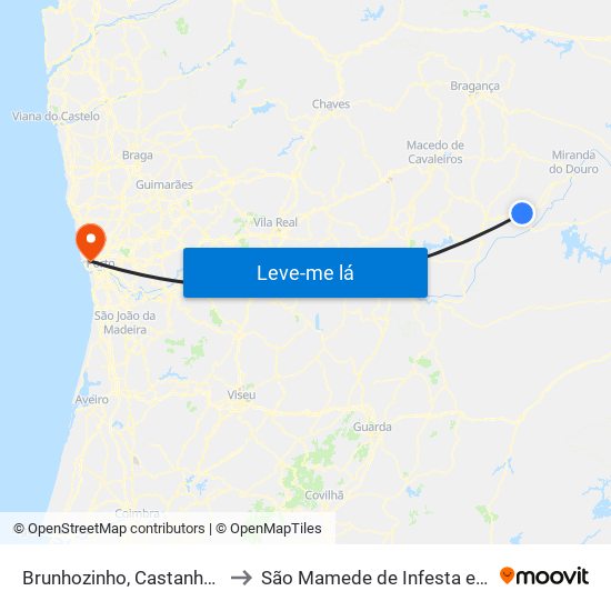 Brunhozinho, Castanheira e Sanhoane to São Mamede de Infesta e Senhora da Hora map