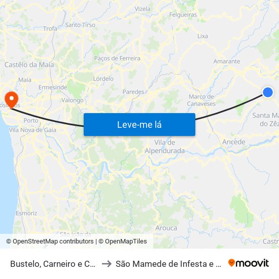 Bustelo, Carneiro e Carvalho de Rei to São Mamede de Infesta e Senhora da Hora map