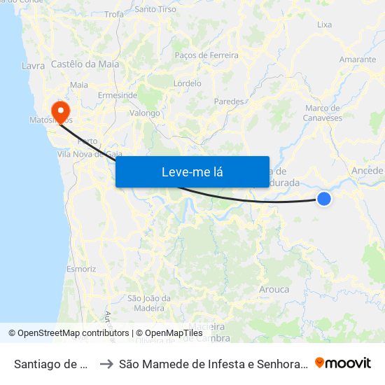 Santiago de Piães to São Mamede de Infesta e Senhora da Hora map