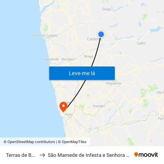 Terras de Bouro to São Mamede de Infesta e Senhora da Hora map