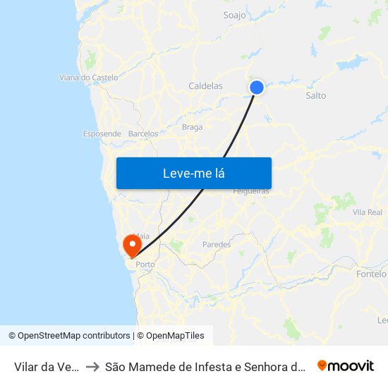 Vilar da Veiga to São Mamede de Infesta e Senhora da Hora map