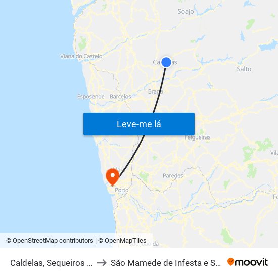 Caldelas, Sequeiros e Paranhos to São Mamede de Infesta e Senhora da Hora map