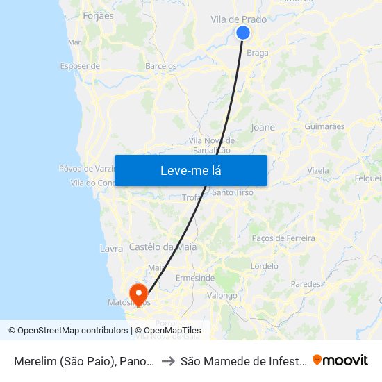 Merelim (São Paio), Panoias e Parada de Tibães to São Mamede de Infesta e Senhora da Hora map