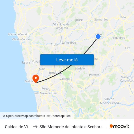 Caldas de Vizela to São Mamede de Infesta e Senhora da Hora map