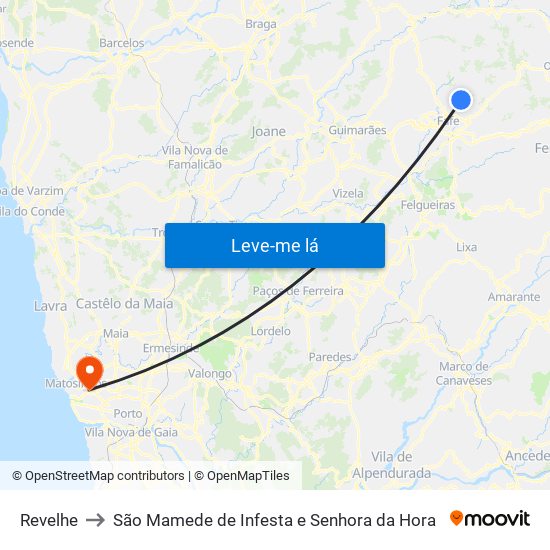 Revelhe to São Mamede de Infesta e Senhora da Hora map