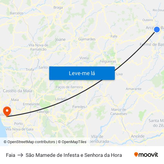 Faia to São Mamede de Infesta e Senhora da Hora map