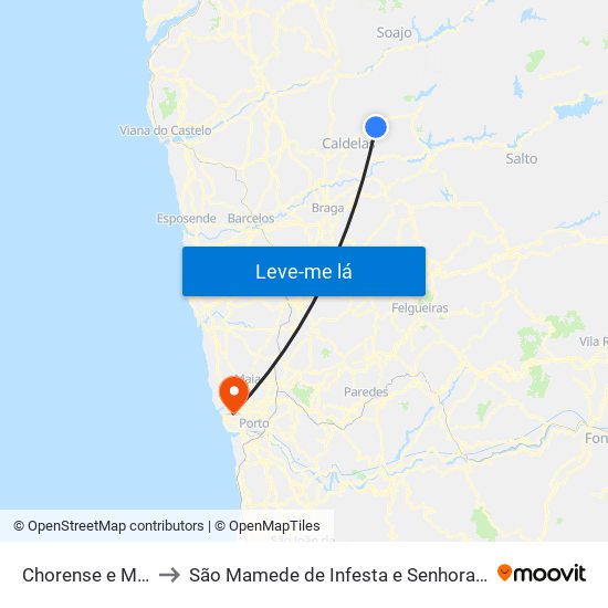 Chorense e Monte to São Mamede de Infesta e Senhora da Hora map