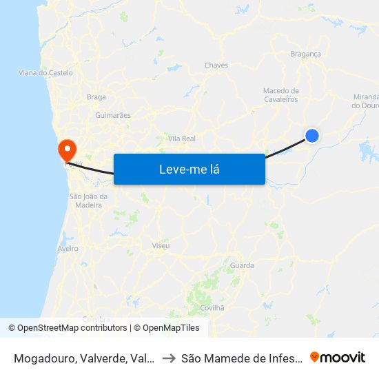 Mogadouro, Valverde, Vale de Porco e Vilar de Rei to São Mamede de Infesta e Senhora da Hora map
