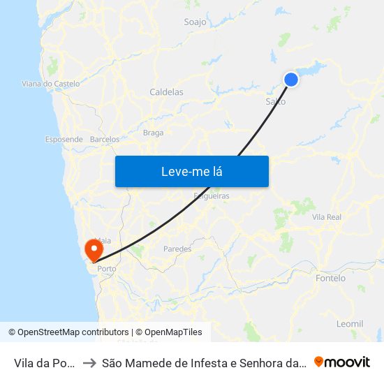 Vila da Ponte to São Mamede de Infesta e Senhora da Hora map