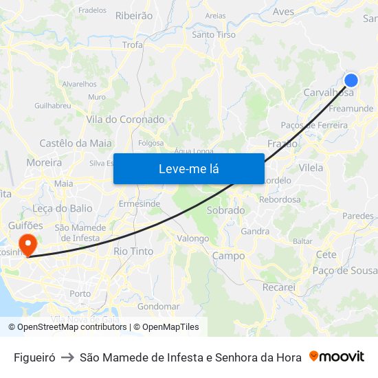 Figueiró to São Mamede de Infesta e Senhora da Hora map
