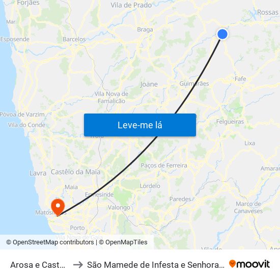 Arosa e Castelões to São Mamede de Infesta e Senhora da Hora map