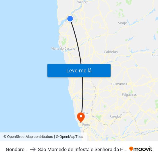 Gondarém to São Mamede de Infesta e Senhora da Hora map