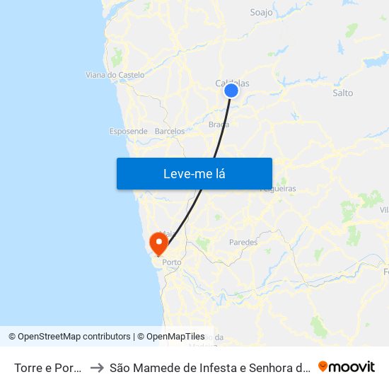 Torre e Portela to São Mamede de Infesta e Senhora da Hora map