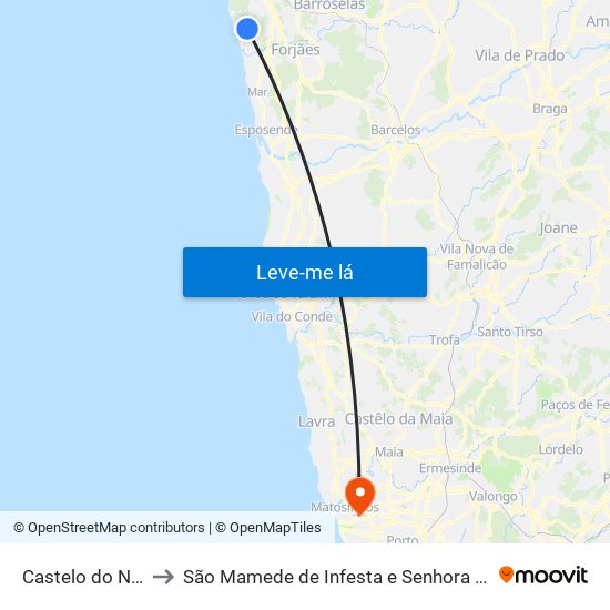 Castelo do Neiva to São Mamede de Infesta e Senhora da Hora map