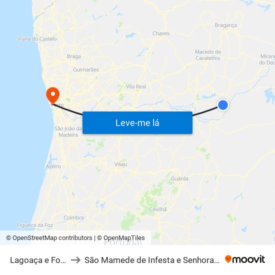 Lagoaça e Fornos to São Mamede de Infesta e Senhora da Hora map