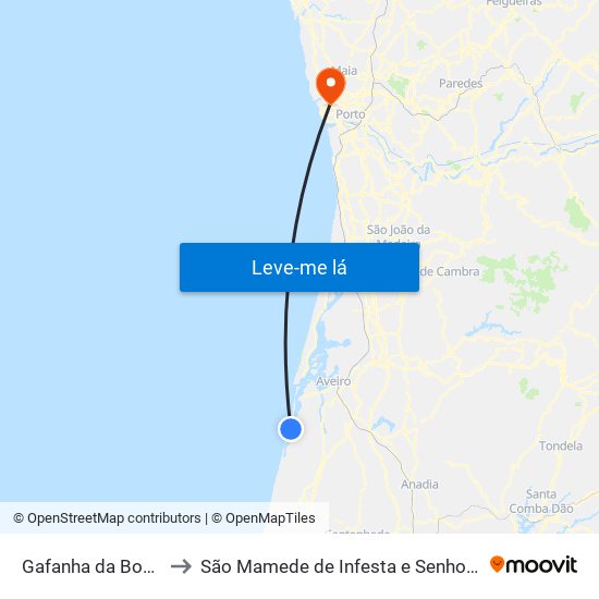 Gafanha da Boa Hora to São Mamede de Infesta e Senhora da Hora map