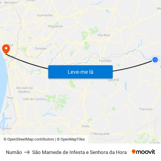 Numão to São Mamede de Infesta e Senhora da Hora map