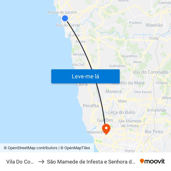 Vila Do Conde to São Mamede de Infesta e Senhora da Hora map