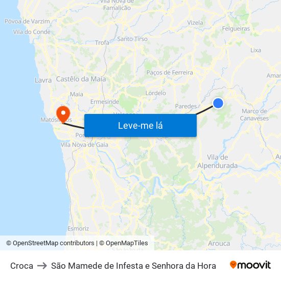 Croca to São Mamede de Infesta e Senhora da Hora map