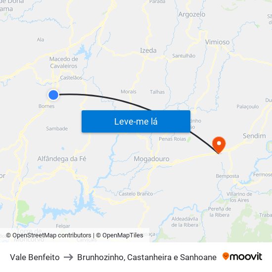 Vale Benfeito to Brunhozinho, Castanheira e Sanhoane map