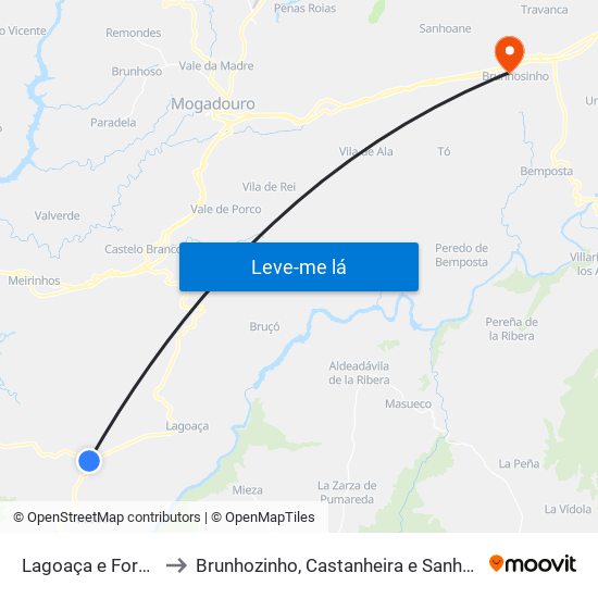 Lagoaça e Fornos to Brunhozinho, Castanheira e Sanhoane map