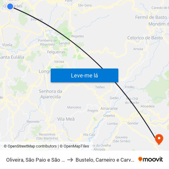 Oliveira, São Paio e São Sebastião to Bustelo, Carneiro e Carvalho de Rei map