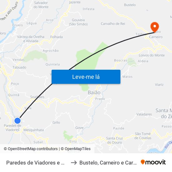 Paredes de Viadores e Manhuncelos to Bustelo, Carneiro e Carvalho de Rei map