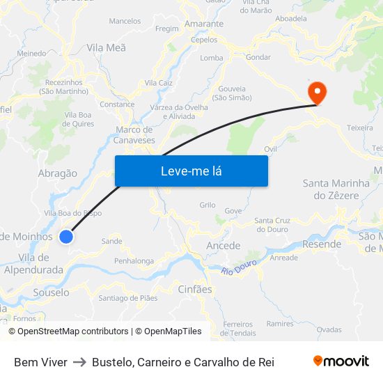 Bem Viver to Bustelo, Carneiro e Carvalho de Rei map