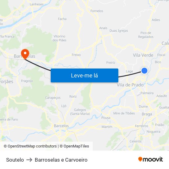 Soutelo to Barroselas e Carvoeiro map
