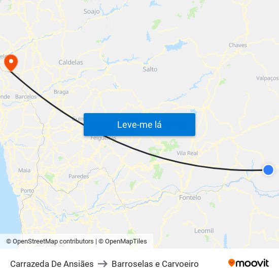 Carrazeda De Ansiães to Barroselas e Carvoeiro map