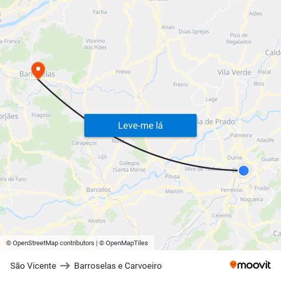 São Vicente to Barroselas e Carvoeiro map