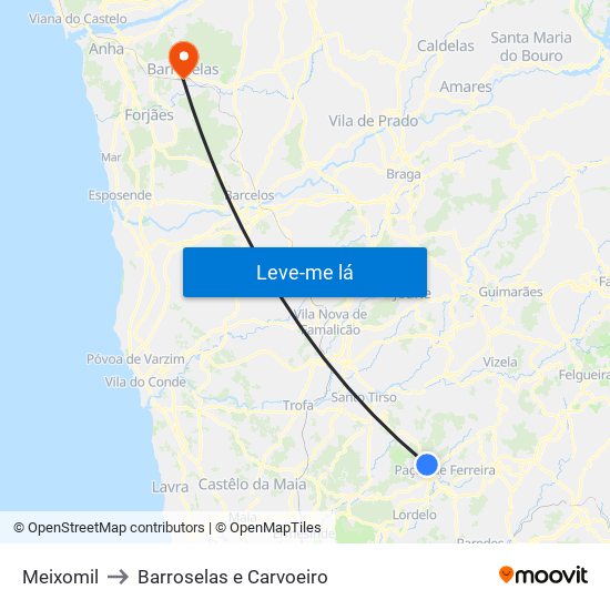 Meixomil to Barroselas e Carvoeiro map