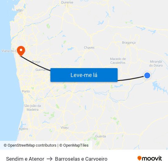 Sendim e Atenor to Barroselas e Carvoeiro map