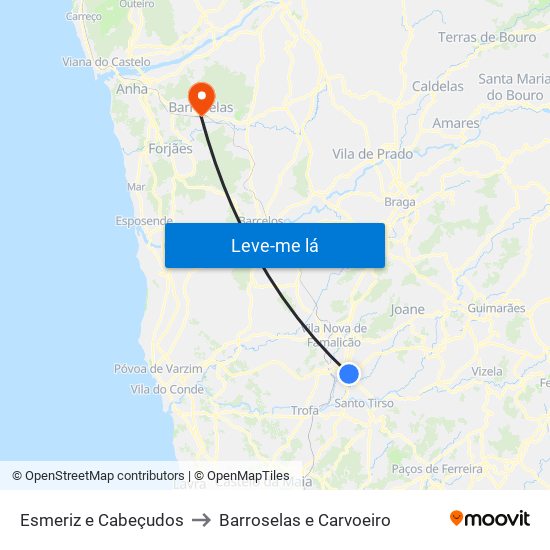 Esmeriz e Cabeçudos to Barroselas e Carvoeiro map