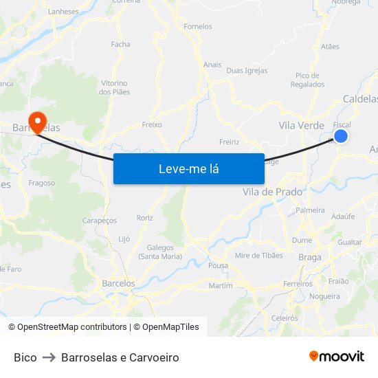 Bico to Barroselas e Carvoeiro map