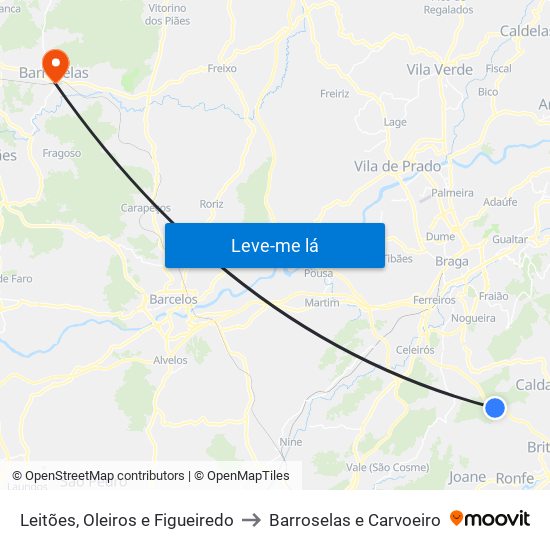 Leitões, Oleiros e Figueiredo to Barroselas e Carvoeiro map